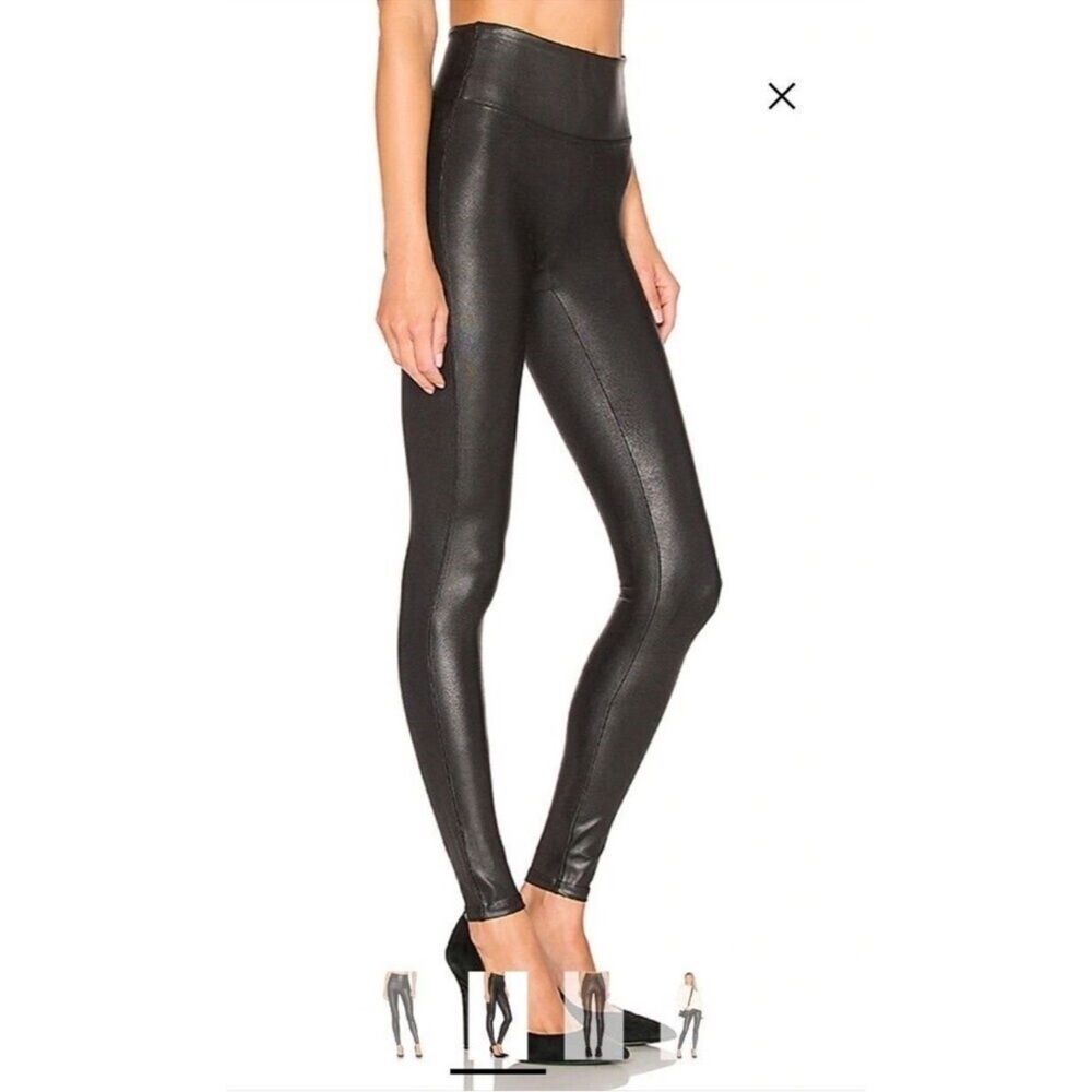 Spanx Black Gun Metal Metallic Leggings